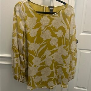 Ann Taylor Floral Print Women's Top - Mustard